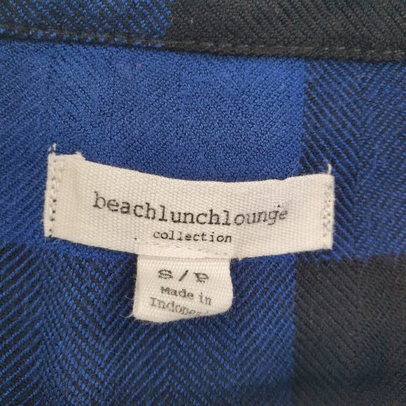 Anthropologie Beachlunchlounge Blue Flannel Button Up Shirt - Picture 4 of 6